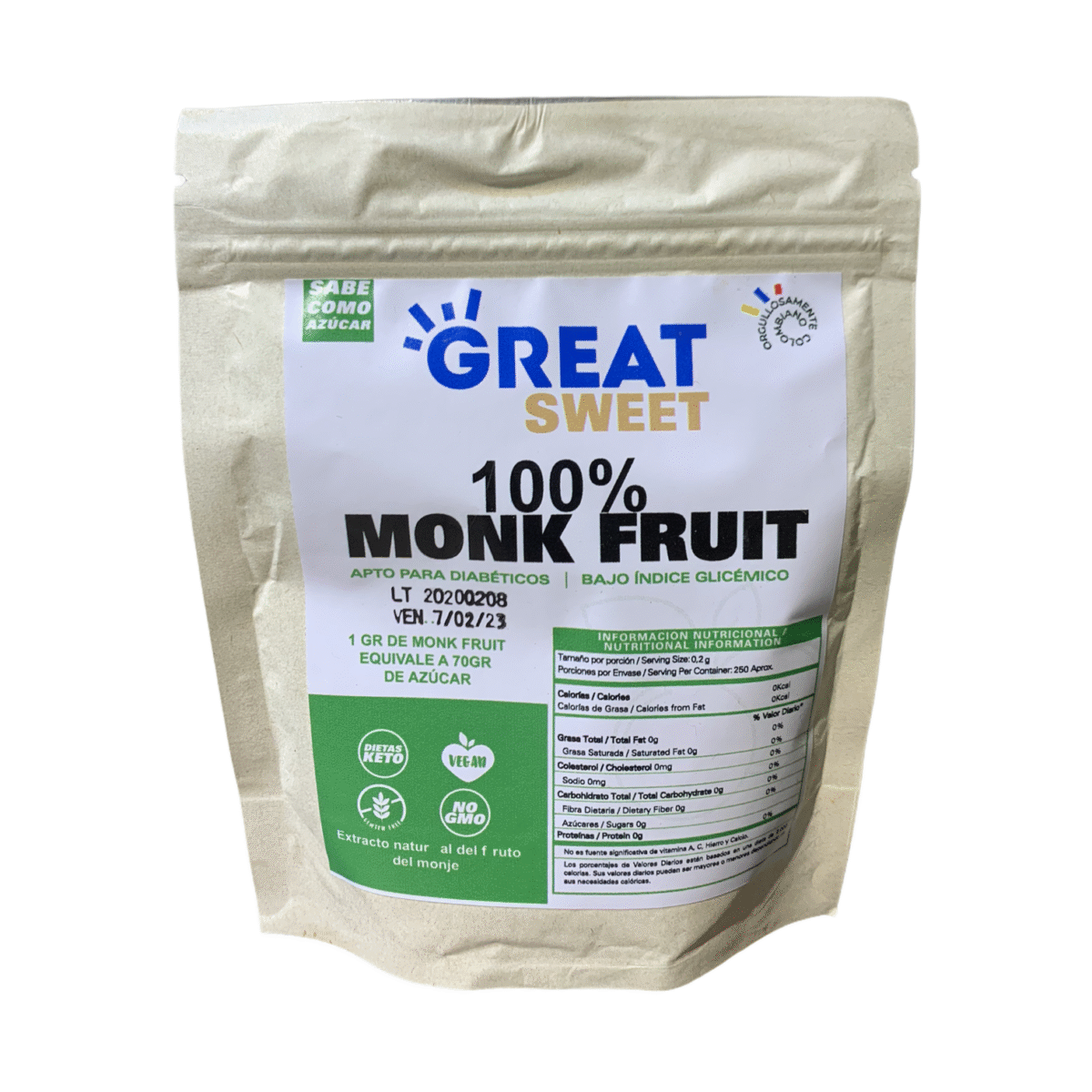 MONK FRUIT EN POLVO 180 GR